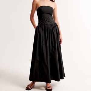 Strapless drop waist maxi dress